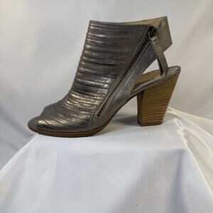 Paul Green Cayanne Sandals Women's 7.5 -8 (UK 5.5)Silver Leather Peep Toe Bootie